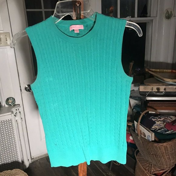 Lilly Pulitzer XS Green Cable Knit Sweater - Picture 2 of 8